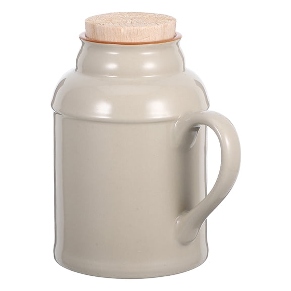 WEUVEB Retro Beige Ceramic Kettle for Hot Beverage Storage, Stylish Design, and Elegant, 1 Pack