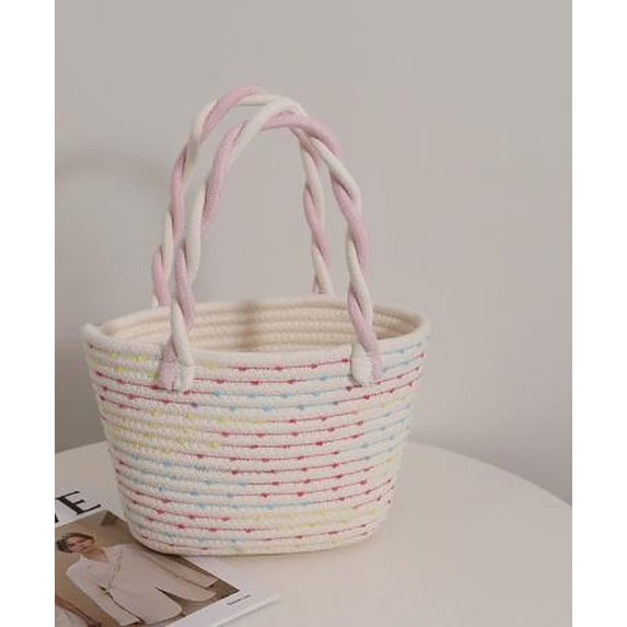 LYTMENT Twisted Cotton Handbag for Women Cute Candy Purse Woven Shoulder Bag Large Capacity for for Various Occasions Cotton Rope Tote