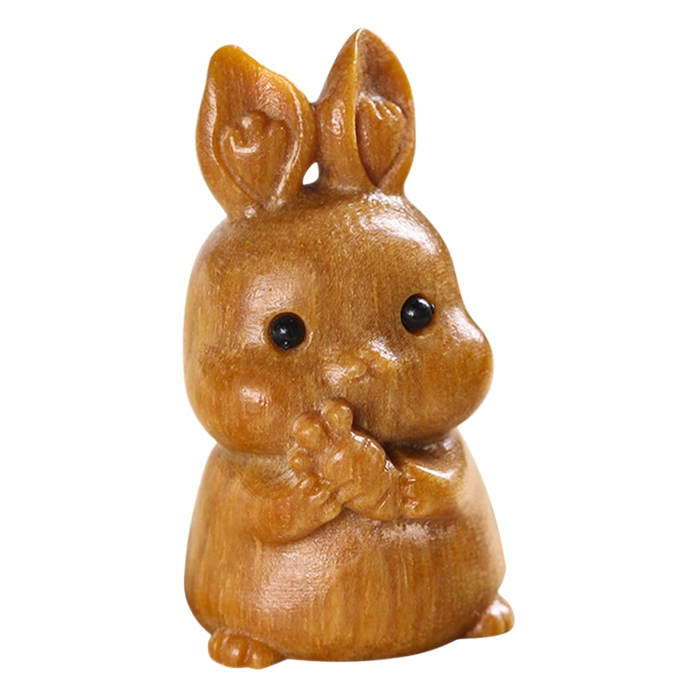 LYTMENT Wooden Hand Carved Rabbit Statue Easter Small Animal Statues ...