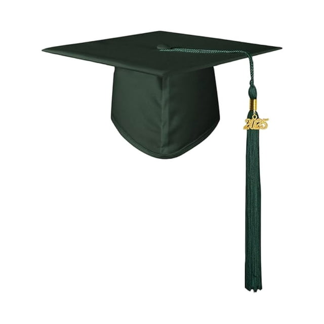 LYTRYCAMEV University-Approved Matte Graduation Cap 2025 - Adjustable Elastic Band for Commencement Speeches & Cap Toss,Dark Green