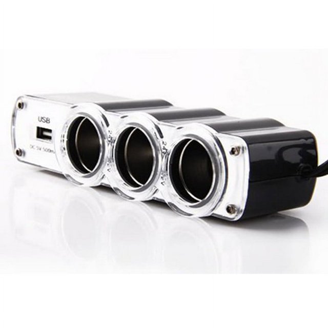 LYTiang 1 USB Charger Supply and 3 Socket Car Extender Splitter Car