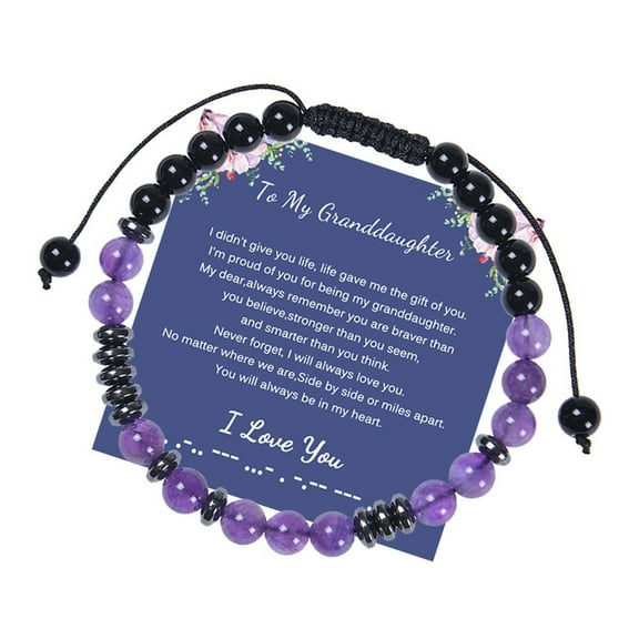 LYTiang To My Granddaughter Code Bracelet I Love You Code Bracelets Adjustable Beaded For Birthday Christmas Thanksgiving Heart Jewelry for Men Digital Rose Necklace