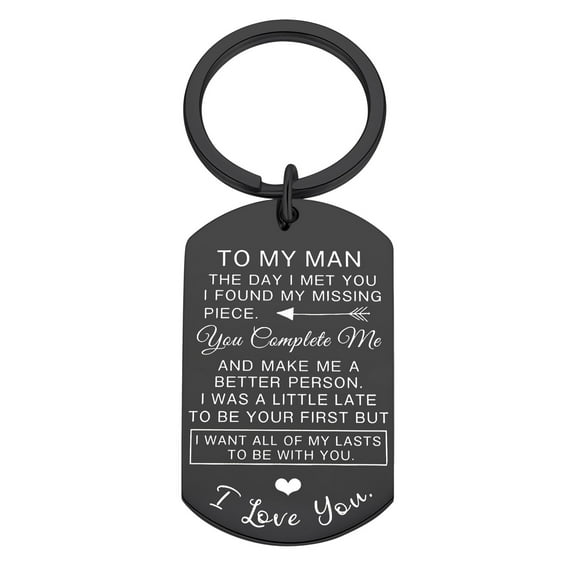 LYTiang TO MY MAN Stainless Steel Key Chain For Him Husband From Wife Birthday For Boyfriend Groom Fiance Engagement Slim Key Holder Pom compatible with Mace Jewelry Blanks Zipper Pouch And Holder Key