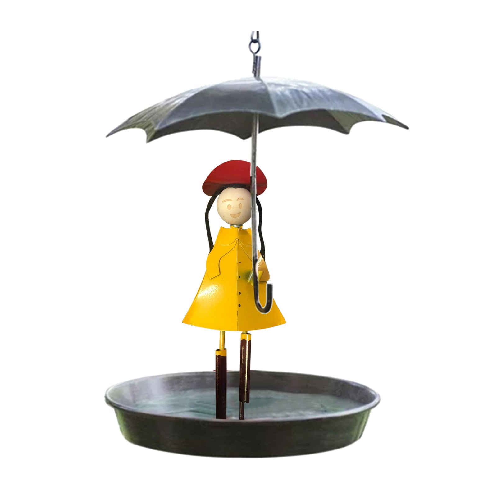 LYTiang Novel Feeder Metal Hanging Chain Girl And Umbrella Bird Feeder Metal Deer Feeder