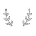 thumbnail image 1 of LYTiang Silver Rhinestone Earrings Olive Leaves Stud Earrings With Shinny Zircon Fine Jewelry Geometric Earrings For Women Pearl Earrings Set Small Pearl Hoop Earrings Bulk Earrings, 1 of 7