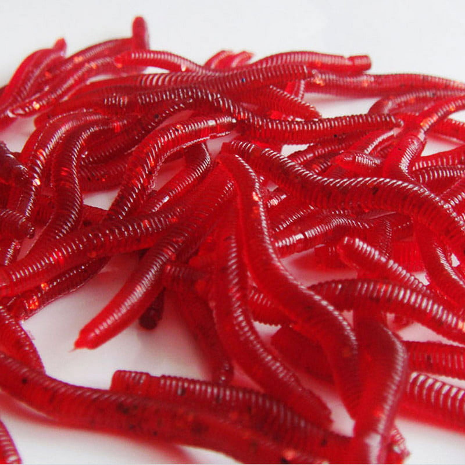 LYTiang Soft Red Earthworm 100 Pcs Fishing Worm Crankbaits Hooks Tackle