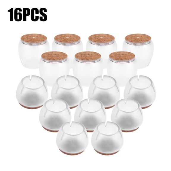 LYUMO 16Pcs Transparent PVC Table Chair Furniture Leg Non Slip Foot Cap Cups Cover Floor Protector S