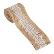 LYUMO 2 Inch Width Rustic Natural Jute Burlap Ribbon with White Lace for DIY Home Decoration Wedding Party Gift Packaging