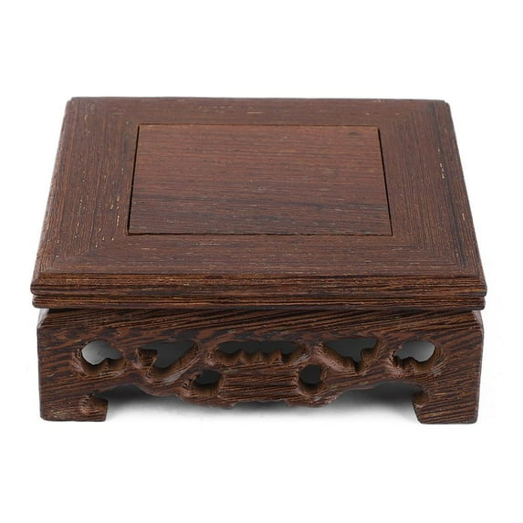 LYUMO 3.9" Solid Wood Bonsai Pedestal Display Stand Vintage Wooden Base Aquarium Lamp Teapot Vase Table, Brown