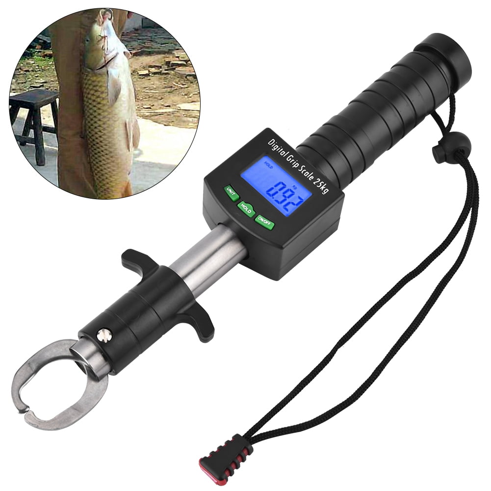 LYUMO 3 in 1 Digital Fish Grip Scale 25kg/55lb Fish Lip Gripper Grabber  with 1M Tape Measure 