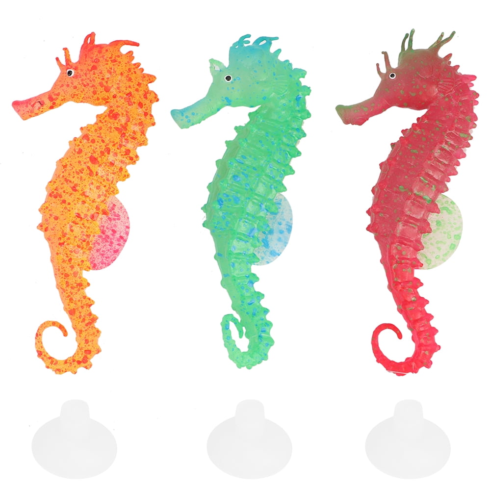 LYUMO 3Pcs Silicone Luminous Simulation Bionic Sea Horse Landscape Decoration for Fish Tank Aquarium,Fish Tank Sea Horse Decoration,Fish Tank Bionic Sea Horse