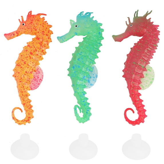 LYUMO 3Pcs Silicone Luminous Simulation Bionic Sea Horse Landscape Decoration for Fish Tank Aquarium,Fish Tank Sea Horse Decoration,Fish Tank Bionic Sea Horse