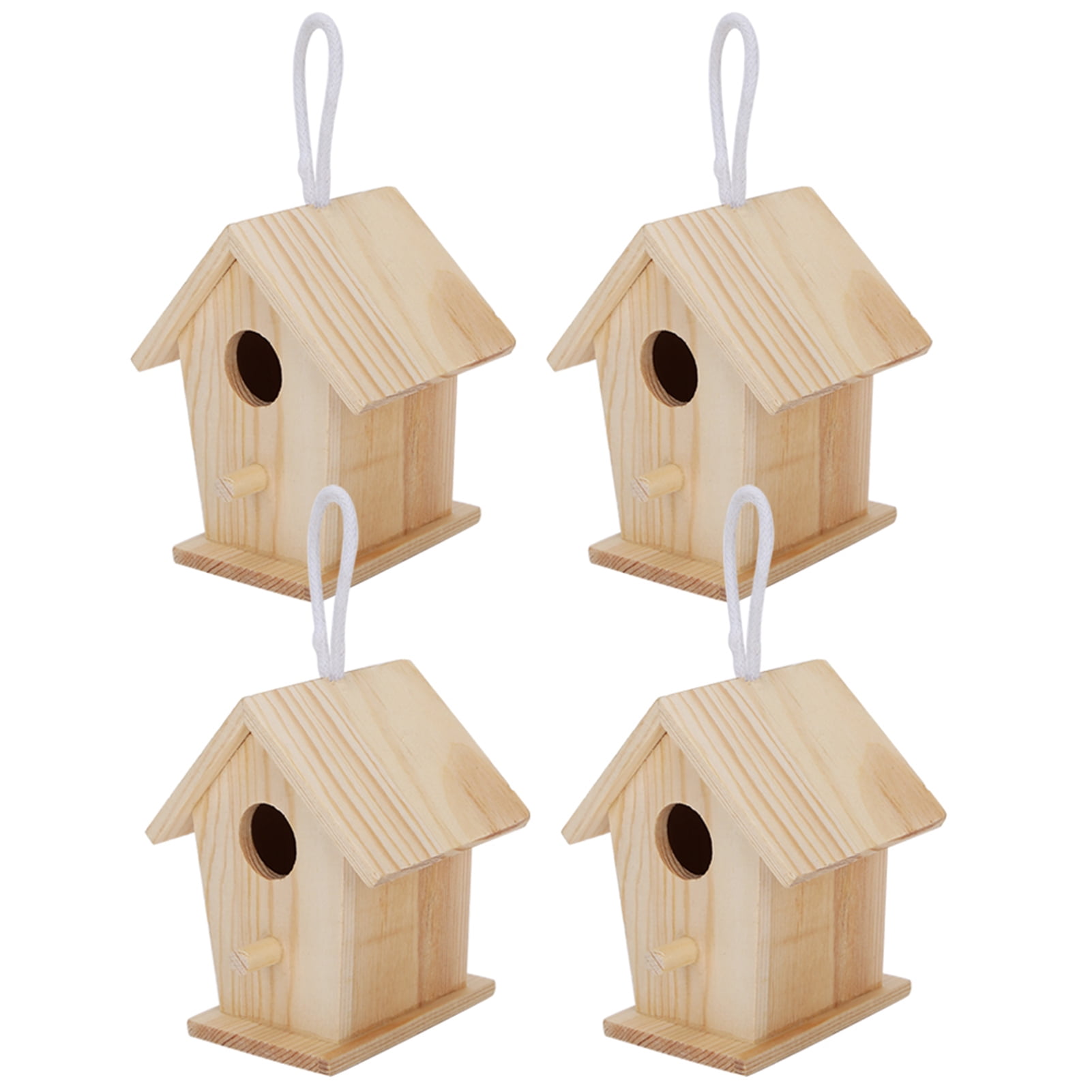 LYUMO 4pcs Hanging Wooden Birdhouse Small Bird Cage Outdoor Bird House