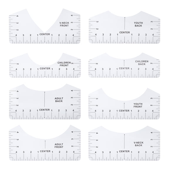 LYUMO 8pcs T‑shirt Ruler Guide Alignment Tool Vinyl Alignment Sewing Center Design for Heat Press Tshirt Printing Guide Set