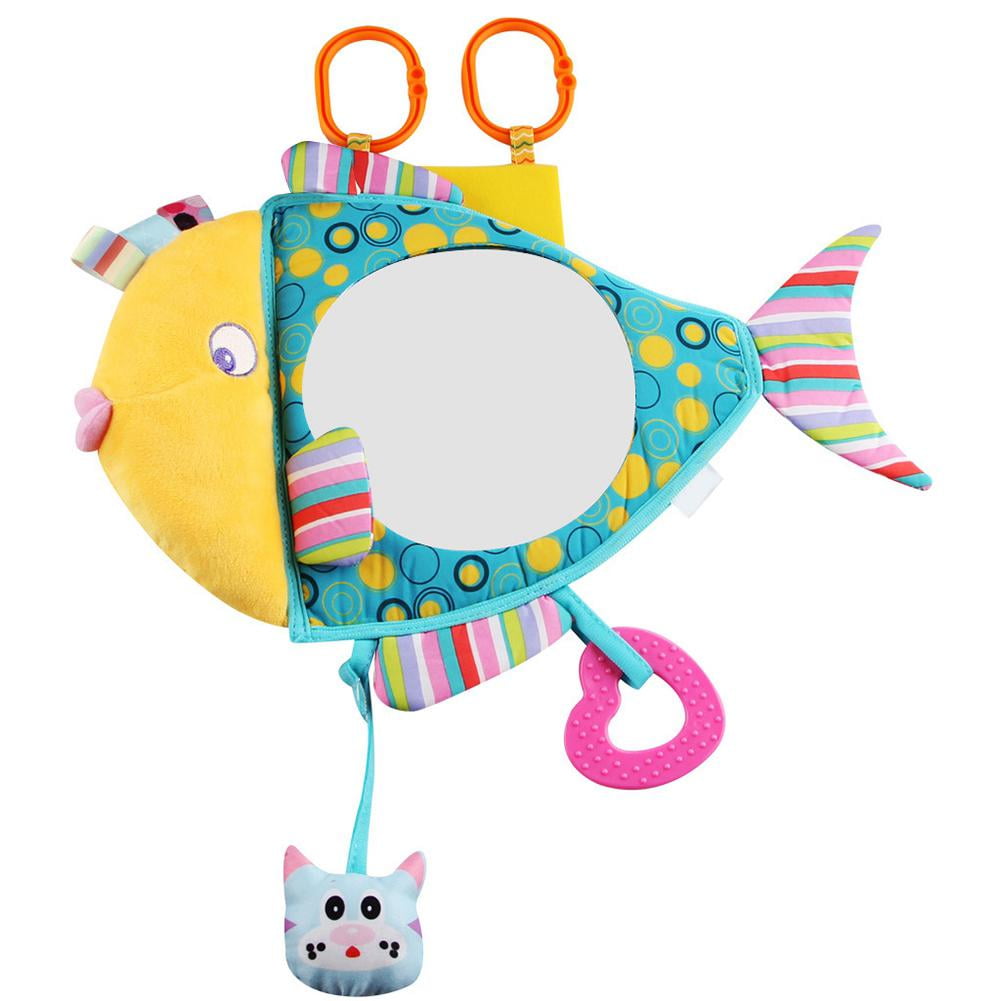 LYUMO Car Seat Baby Plush Toy Car Rear Seat Stroller Toy with Mirror