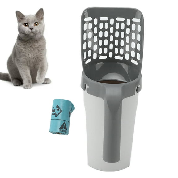 LYUMO Cat Litter Scooper with Holder Pet Cat Litter Shovel with 1 Roll Waste Bags Cat Litter Sifter Scoop
