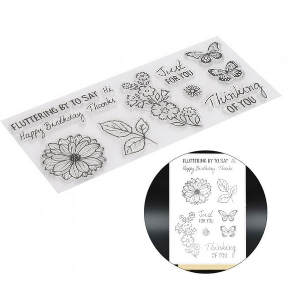 LYUMO Clear ,Craft ,2Pcs Transparent Clear Rubber DIY Journal Flower BUTTERFLYS Pattern Craft T1659