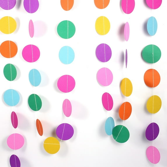 LYUMO Colorful Circle Dots Hanging Paper Garland String Decorations for Birthday Wedding Baby Shower Party Supplies