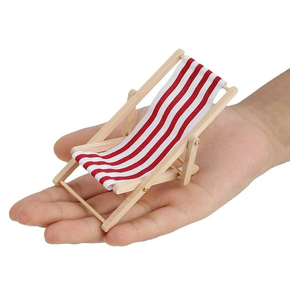 LYUMO Doll Beach Chair Toy, Doll Beach Chair,Dollhouse Accessories Mini Furniture Foldable Beach Chair for 1/12 Scale Doll