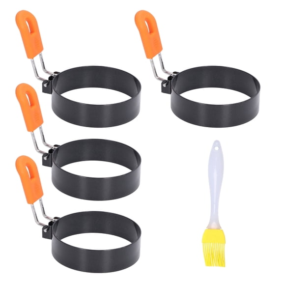 Egg Mold,Egg Shaper,4Pcs Egg Molds Easy Demoulding  Heat Insulation  Circle Egg Cooker With Brush
