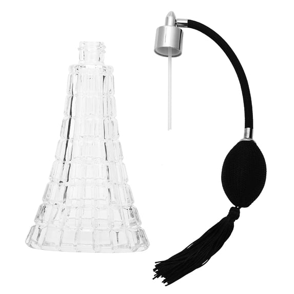 LYUMO Empty Refillable Glass Vintage Perfume Bottle with Antique Black Bulb Sprayer with Tassel 75ml, Glass Vintage Perfume Bottle