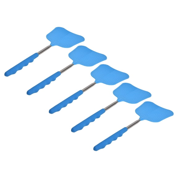 LYUMO Fly Swatter,Fly Racket,5Pcs Fly Swatter Blue Lightweight Flexible Convenient Thickened Fly Racket With Retractable Rod