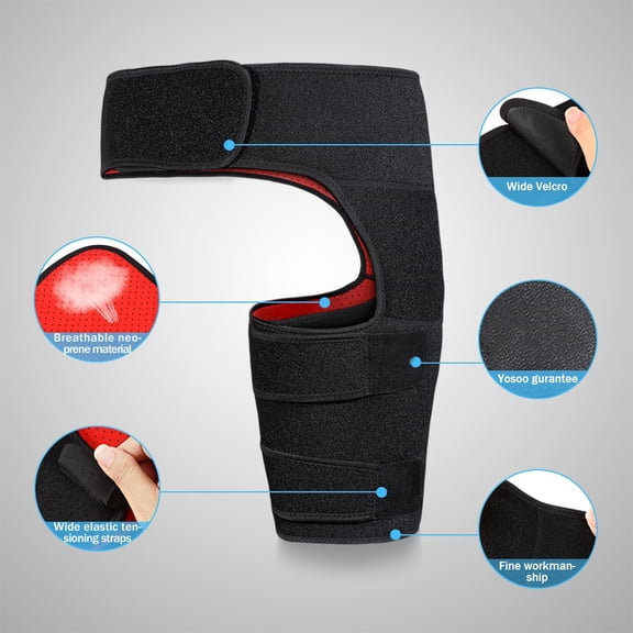 LYUMO Knee Sleeve, Knee Stabilizer,Black Adjustable Groin Brace Wrap Thigh Support Pain Relief Strain Neoprene Hip