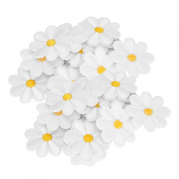LYUMO Iron Patches,Embroidered Motif Applique,40Pcs Embroidery Cloth Stickers Daisy Pattern Iron Patches Backpack Clothing Accessories