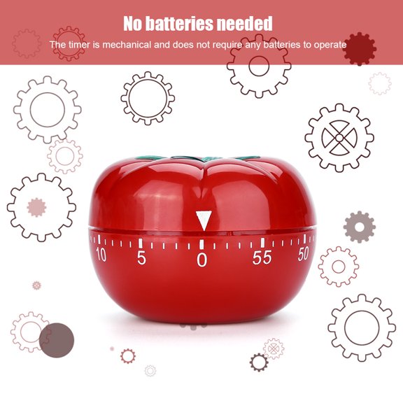 LYUMO Mechanical Kitchen Timer, Tomato Shaped Mechanical 60 Minutes Countdown Timer Kitchen Cooking & Baking Helper