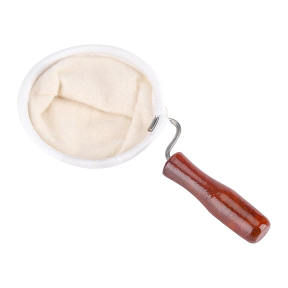 LYUMO Reusable Washable Flannel Cloth Handmade Coffee Filter Strainer with Wood Handle, Cloth Coffee Filters, Cloth Coffee Strainer