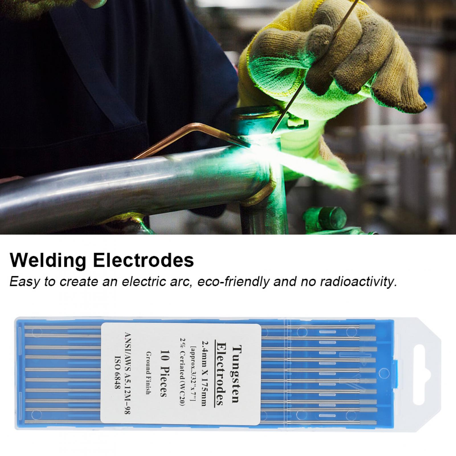 LYUMO TIG Electrodes,10pcs WC20 Cerium Tungsten TIG Electrodes for