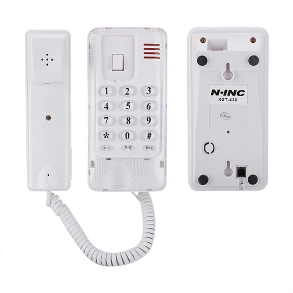 LYUMO Wall Mount Landline Telephone Extension No Caller ID Phone for Hotel Home, White