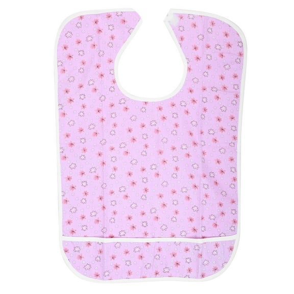 LYUMO Waterproof Washable Adult Mealtime Bib Cloth Protector Disability Aid Apron Pink #20