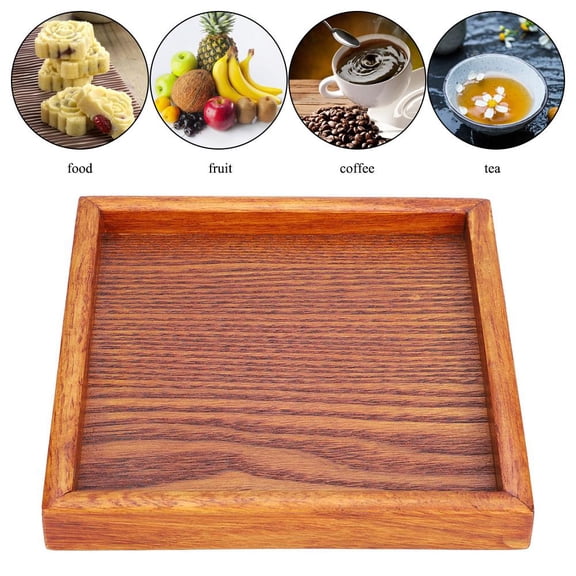 LYUMO Wood Serving Tray, Food Serving Tray,Small Portable Square Shape Solid Wood Tea Coffee Snack Food Dinning Serving Tray Plate