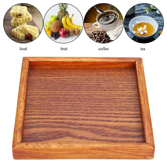 LYUMO Wood Serving Tray, Food Serving Tray,Small Portable Square Shape Solid Wood Tea Coffee Snack Food Dinning Serving Tray Plate
