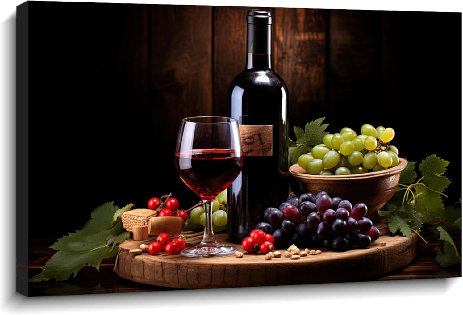 LYUNSHUO Wine Canvas Wall Art for Kitchen Dining Room Wine Glass ...
