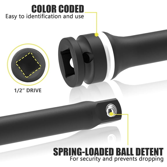 LYUSCI-1/2" Drive 140 Ft-Lbs Torque Limiting Extension Bar, 8 Inch Color-Coded Lug Nut Torque Sticks