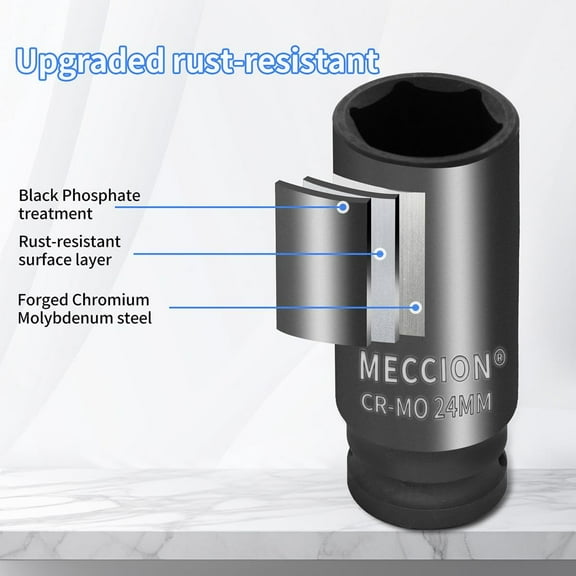 LYUSCI-1/2 Inch Drive Impact Socket 28mm Metric, 6 Point Cr-Mo Deep Impact Socket, 78mm Length