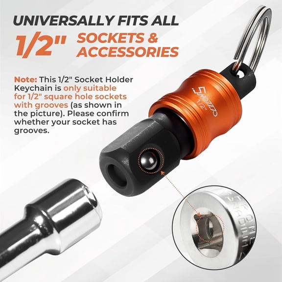 LYUSCI-1/2" Socket Holder Keychain 3PCS Set,Heavy-Duty Toolbox,Drive Quick-Release Organizer with Locking Clip,Impact Wrench Accessories for Lineman,Electricians,Construction Crews & Industrial Pros