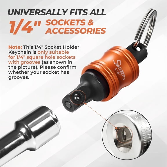 LYUSCI-1/4" Socket Holder Keychain 3PCS Set,Heavy-Duty Toolbox,Drive Quick-Release Organizer with Locking Clip,Impact Wrench Accessories for Lineman,Electricians,Construction Crews & Industrial Pros