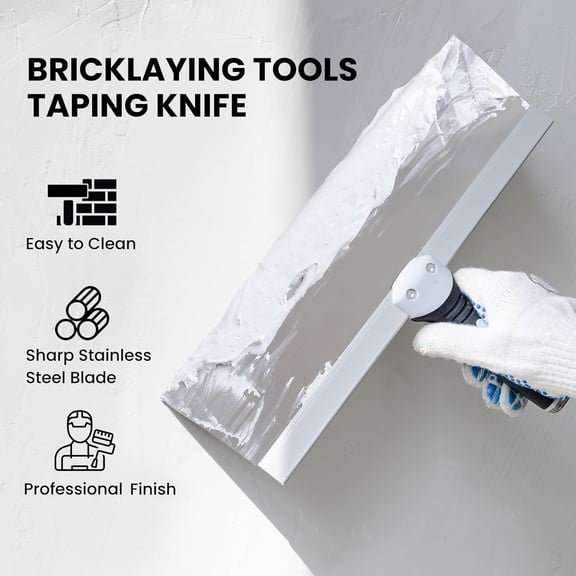 LYUSCI-12" Drywall Taping Knife, Stainless Steel Skimming Blade with Soft Grip Handle for Joint Taping, Plastering Spatula Tools