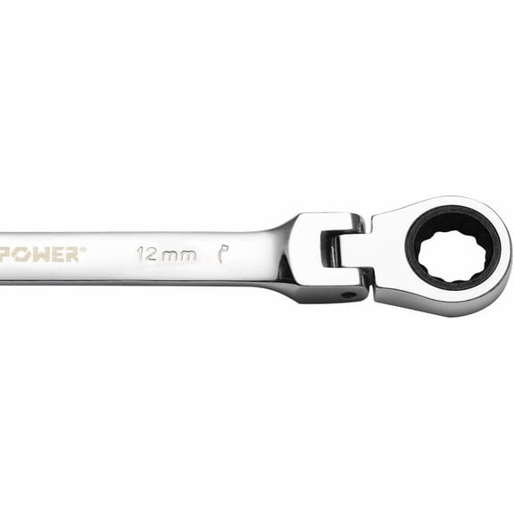 LYUSCI-12mm Flexible Head Ratcheting Wrench, Industrial Grade, 72-Tooth 5 Swing, Forged Cr-V Steel, 12-Point Flex-Head, Metric