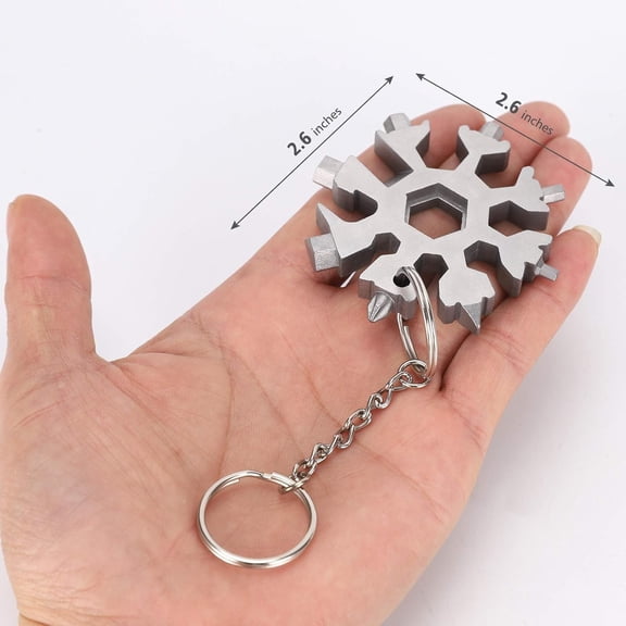 LYUSCI-18-in-1 Snowflake Multi Tool,Function Stainless Steel Bottle Opener/Wrench, Flat Cross Screwdriver Kit Snowflake, Outdoor Durable and PortableGreat Gift for Mens (silvery)