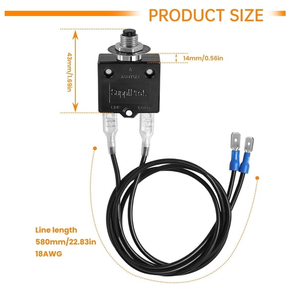LYUSCI-2-Pack 3 AMP 5 AMP Push Button Resettable Fuse Kit, HVAC Circuit Tester Tool for Circuit Breaker Rated 32V DC & 125/250V AC