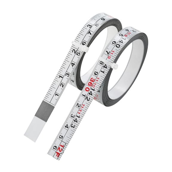 LYUSCI-2 Packs 1/2-Inch Self-Adhesive Measuring Tape, 143 Inch or 366cm Peel and Stick Tape Measure, Imperial and Metric Scales, Left-Right Reading Ruler Tape for Workbench, Table Saw, Drafting Table
