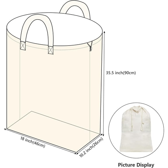 LYUSCI-2 Pcs Canvas Laundry Bags with Carrying Handles & Drawstring Closure, Machine-washable Laundry Basket Hamper Liner Replacement Bags