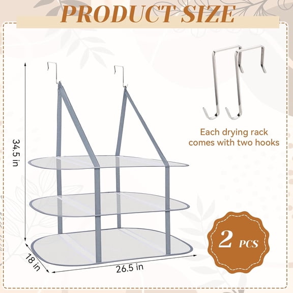 LYUSCI-2 Pcs Sweater Drying Rack Over The Door Foldable, 3 Tier Mesh Clothes Dry Hanger Large Laundry Drying Rack for Apartments, Dorm Rooms
