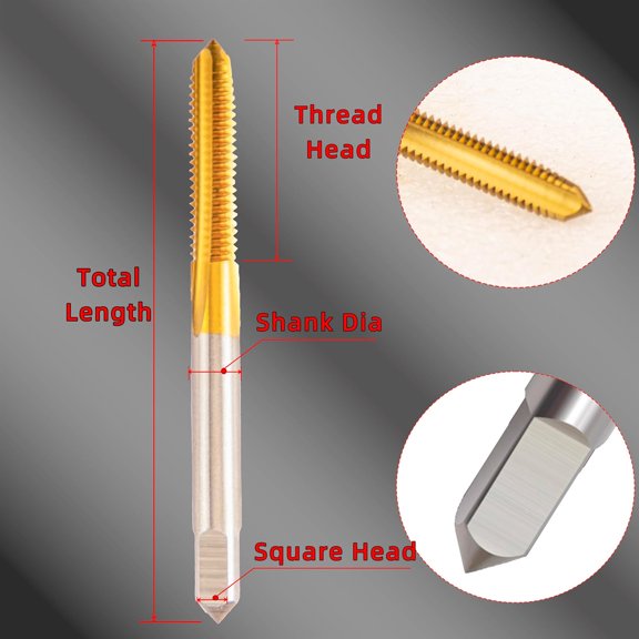 LYUSCI-2 pcs 12-24 UNC Thread Tap, Ti-Coated M2 HSS #12-24 UNC Thread Milling Tap Right Hand