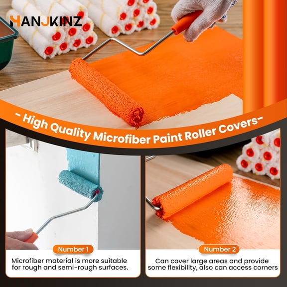LYUSCI-20 Pack Microfiber Paint Roller, 4 Inch and 6 Inch, Small Paint Roller Covers, 3/8-Inch Nap, Mini Paint Rollers for House Painting with Paint Roller Frame, Wall Painting Tool