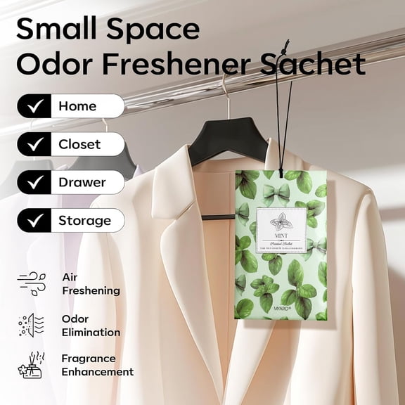 LYUSCI-20 Pack Peppermint Scented Sachets for Drawer Closet & Car - Mint Air Freshener Bags for Small Space, Storage Bag, Trash Cans Home Fragrance